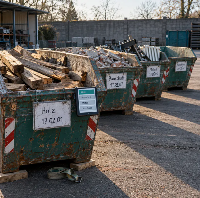 Maschinist erfasst die Angaben direkt vor dem Bauteil