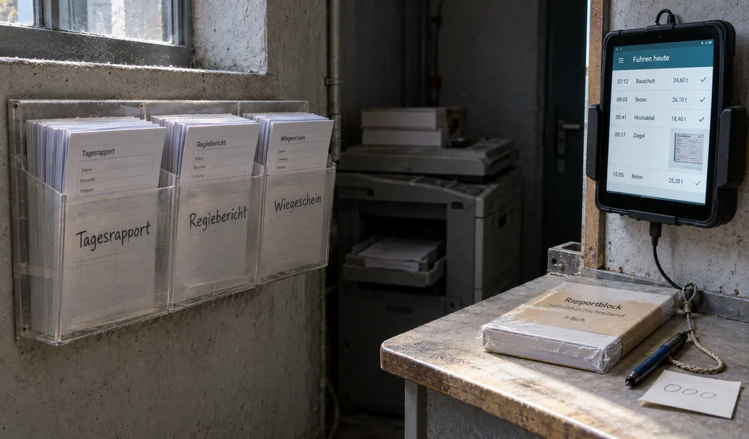 Bildschirmansicht einer Fuhre mit Menge, Fraktion und Entsorgungsweg