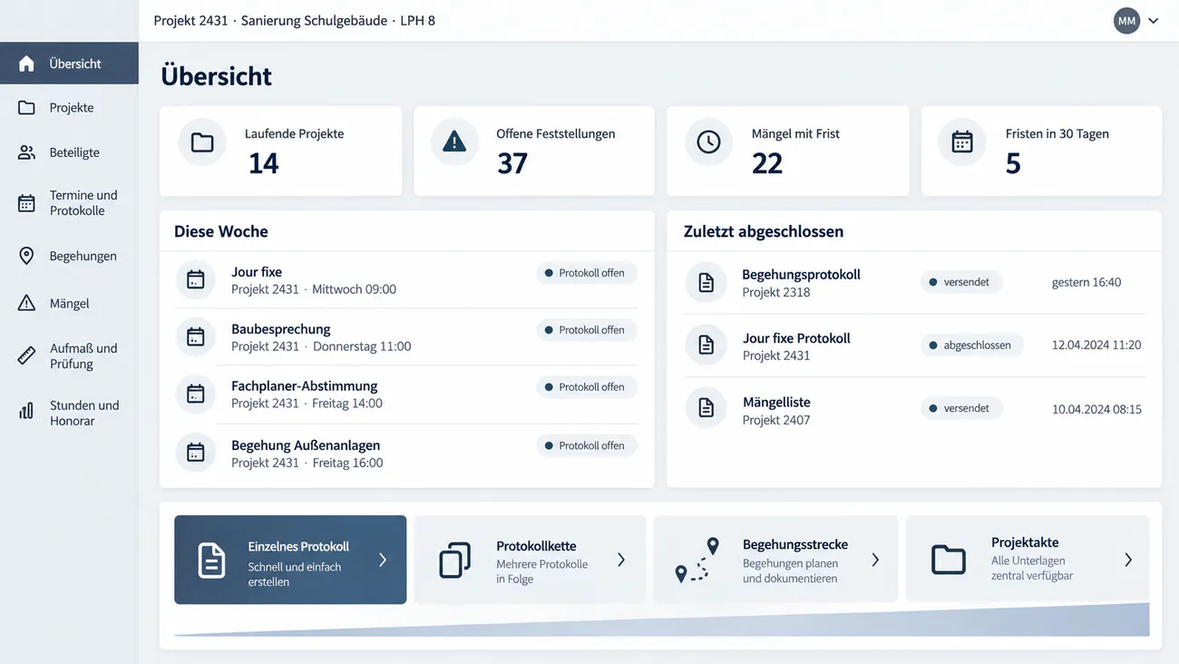 Maske: Auswahl des Umfangs vom einzelnen Blatt bis zur ganzen Projektakte
