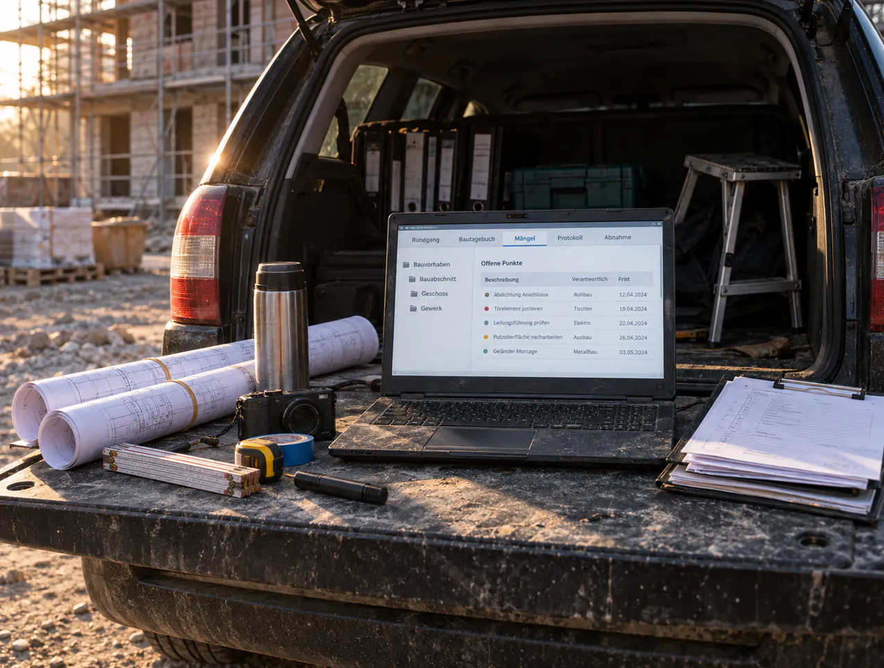 Büro, Bauleiter und Fachbauleiter arbeiten gleichzeitig in derselben Anwendung