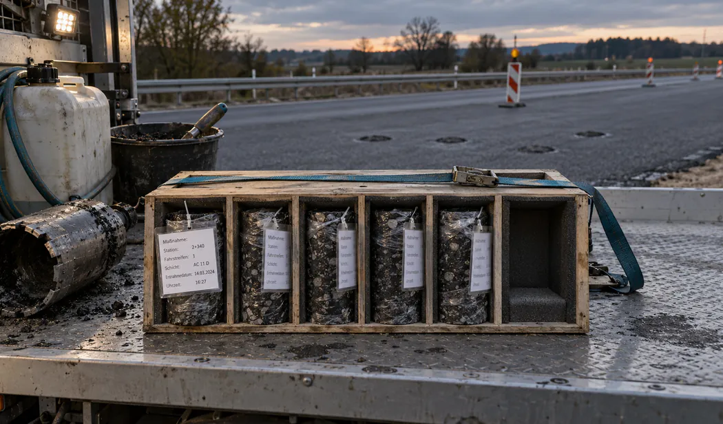 Bildschirmansicht einer Ladung mit Tonnage, Station und Einbauschicht