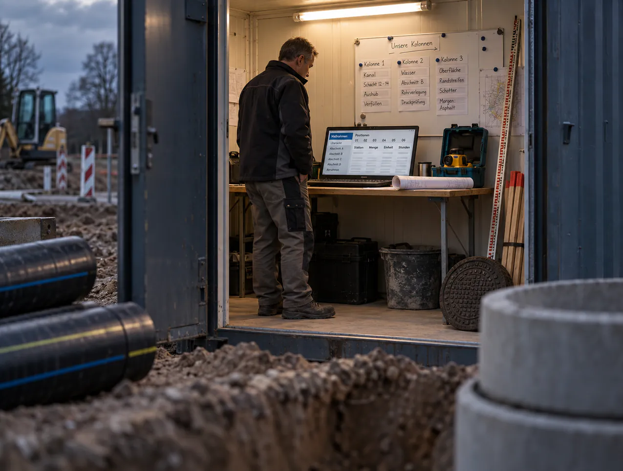 Bauleitung, Abrechnung, Lohnbüro und Kolonne arbeiten in derselben Anwendung