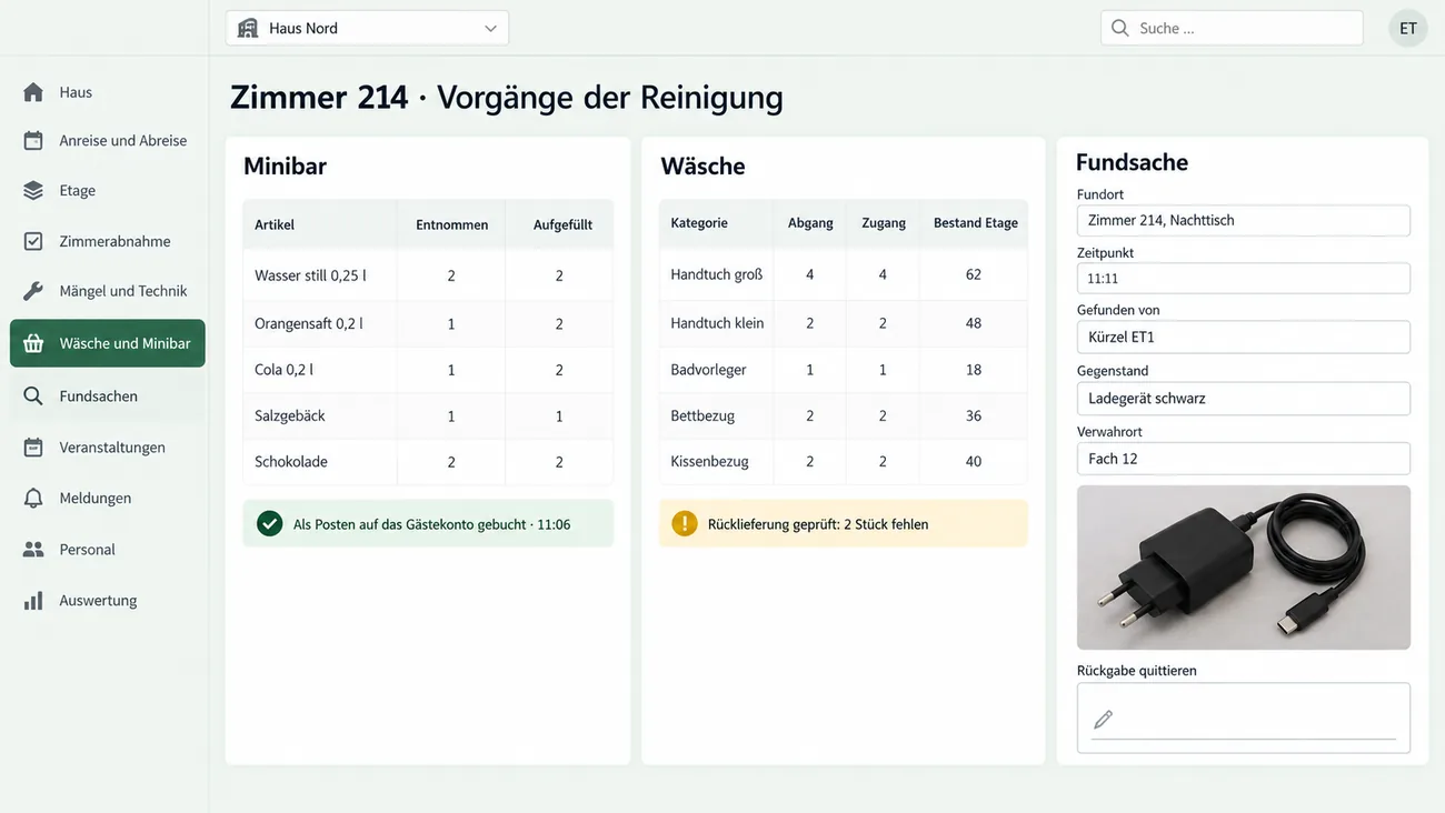 Maske: die drei kleinen Vorgänge, die im Zimmer entstehen und außerhalb des Zimmers gebraucht werden