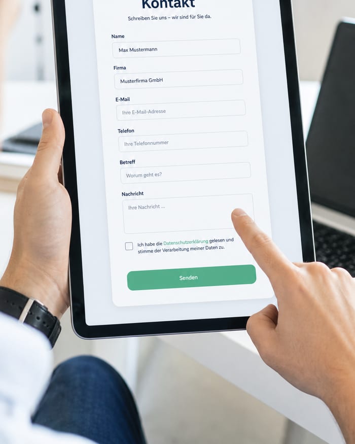 Kontaktformular auf der Website ausfüllen