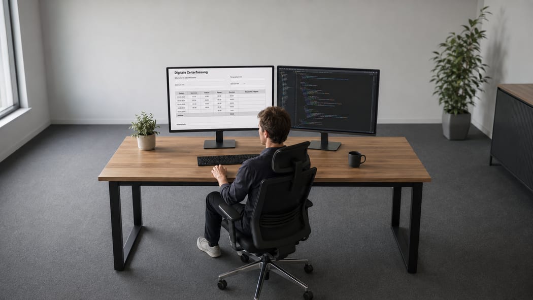 Arbeitsplatz, an dem eine Zeiterfassung entwickelt wird