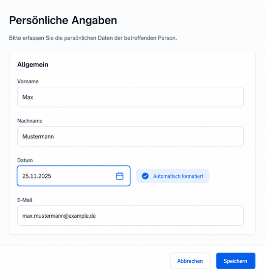 Datumsformatierung im Formular