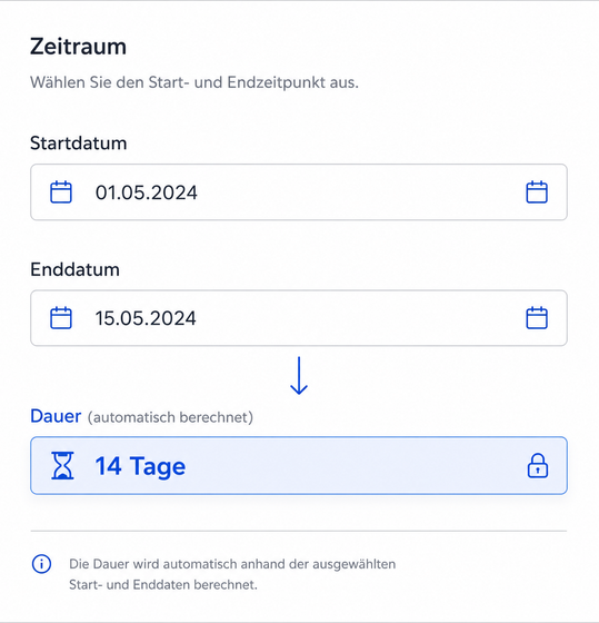 Dauerberechnung im Formular