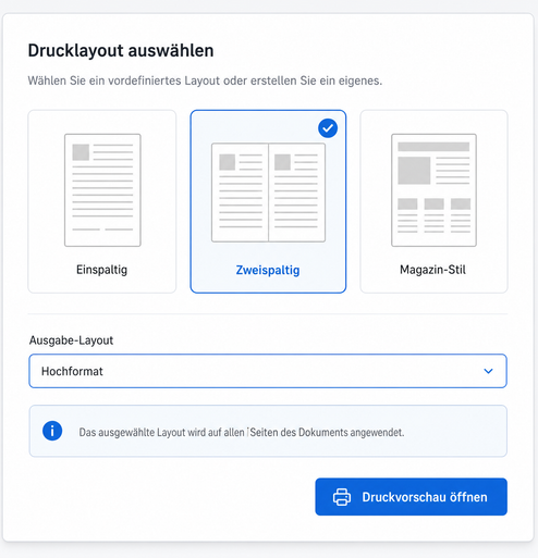 Benutzerdefinierte Drucklayouts
