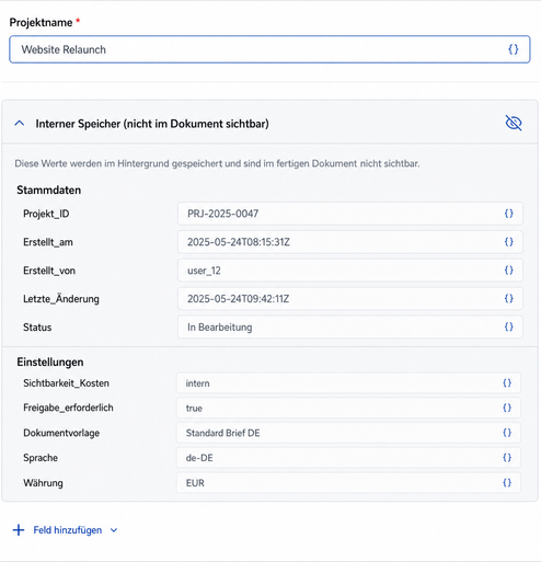Versteckter Formularspeicher