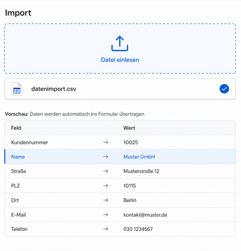 Datenimport ins Formular