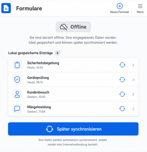 Offline-Nutzung des Formulars