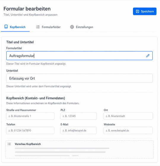 Formulartitel anpassen