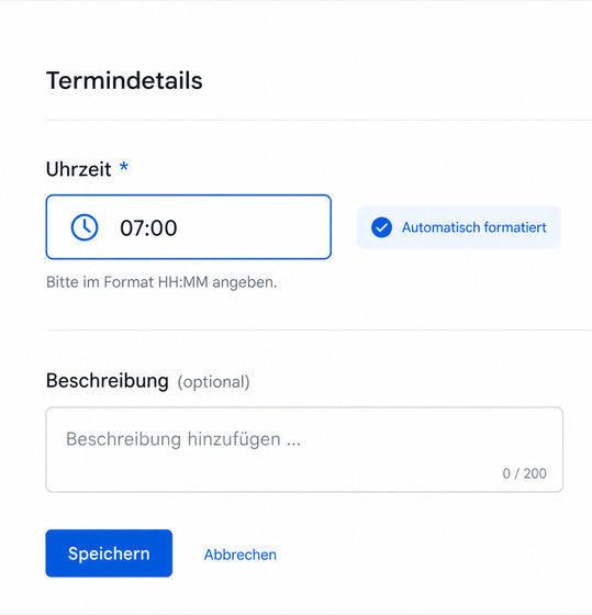 Uhrzeitformatierung im Formular