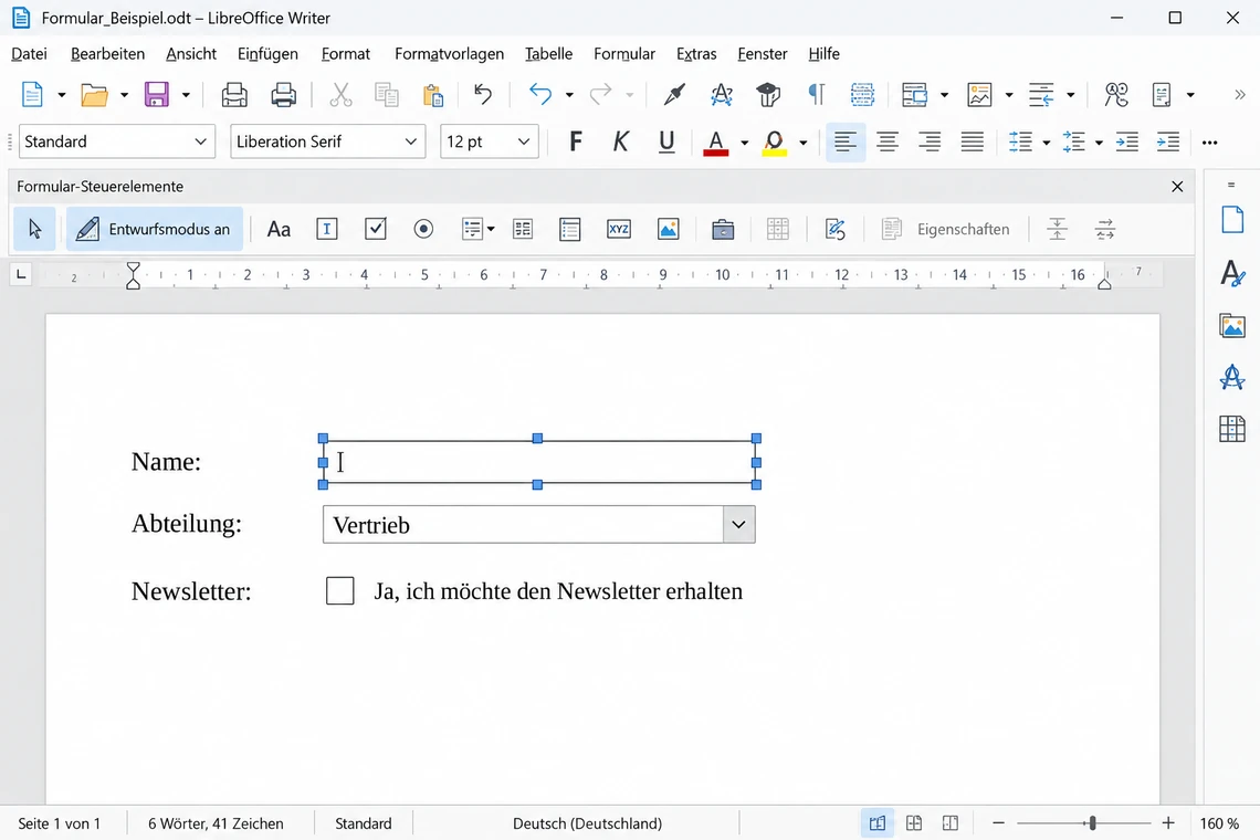 LibreOffice-Formulare: Möglichkeiten und Grenzen
