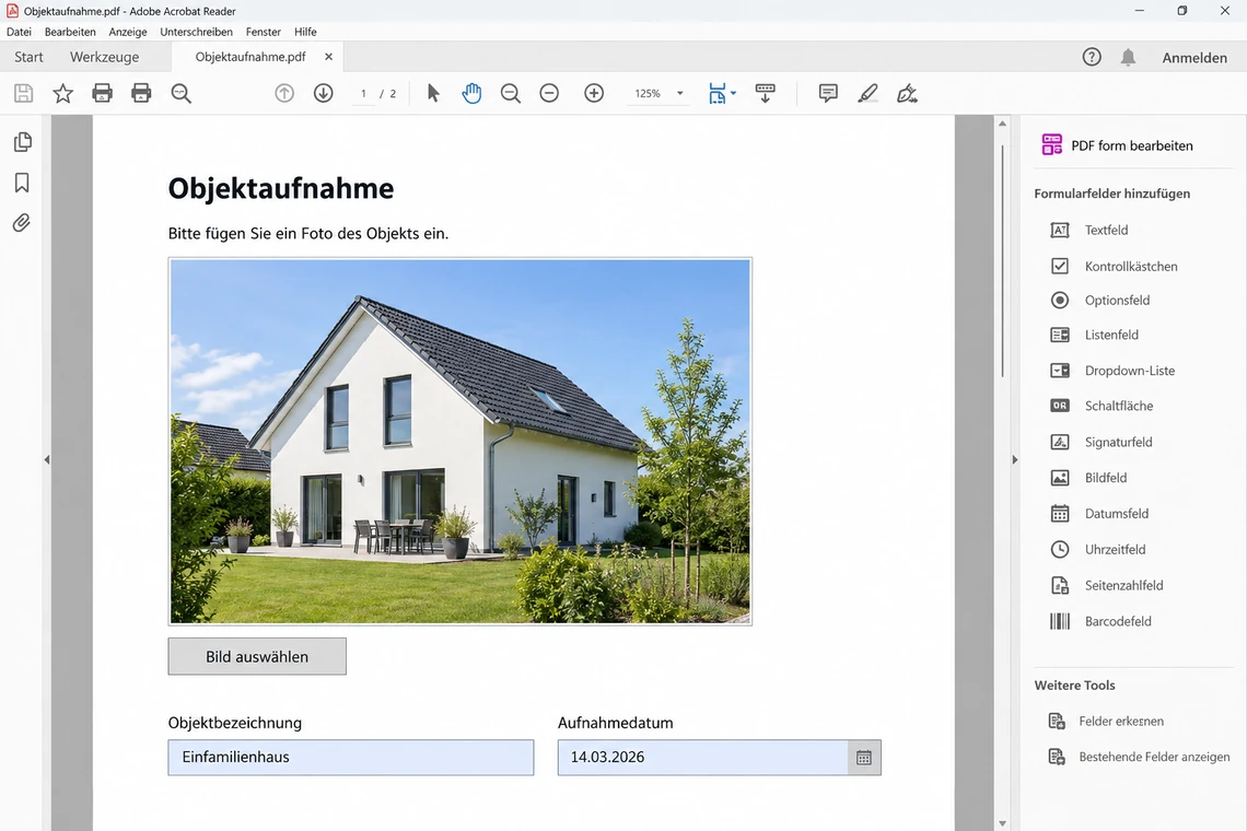 Bilder in Acrobat-Formularen hochladen