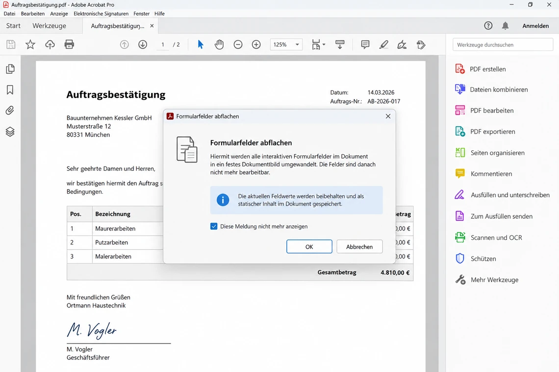 PDF-Formular nicht ausfüllbar machen