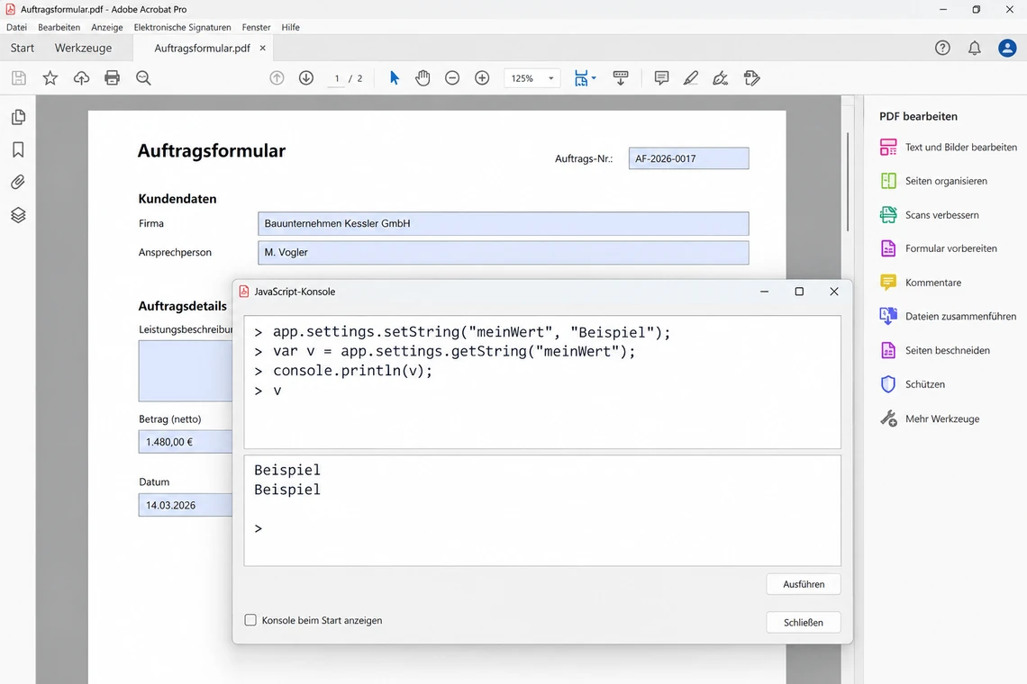 Improvisierte Datenbank im PDF