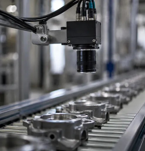 Industriekamera über einem Förderband