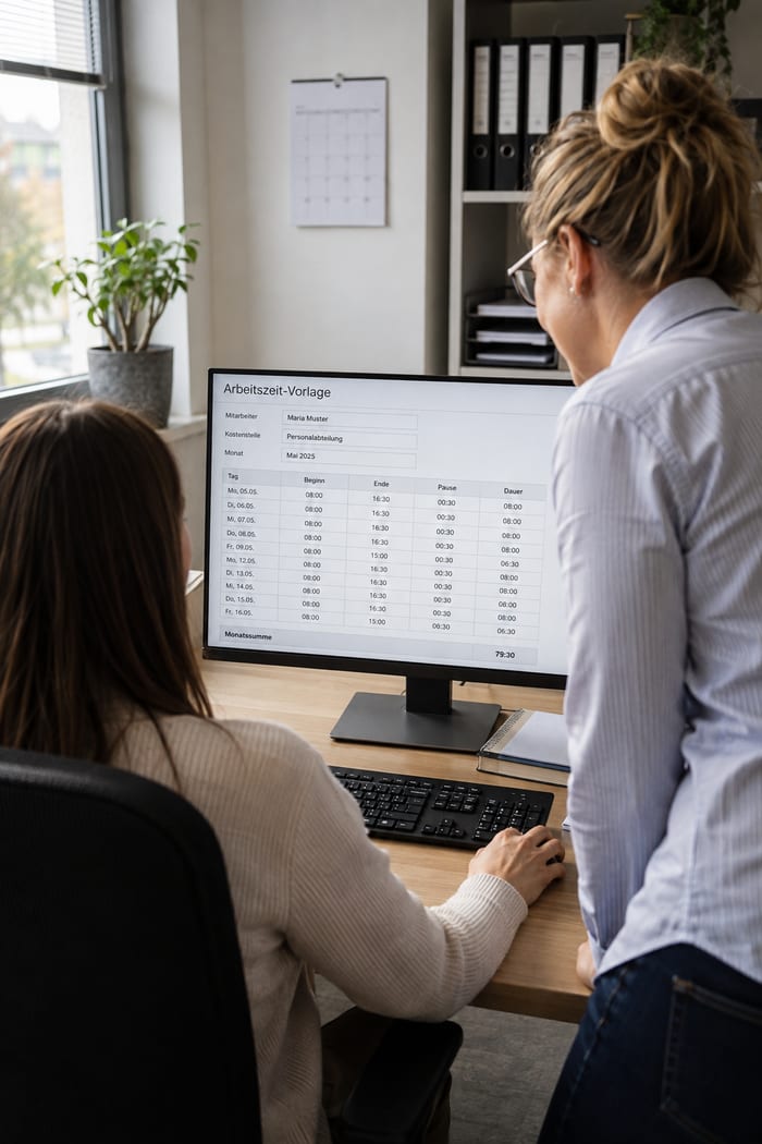 Digitalisierung der Arbeitszeit-Vorlage