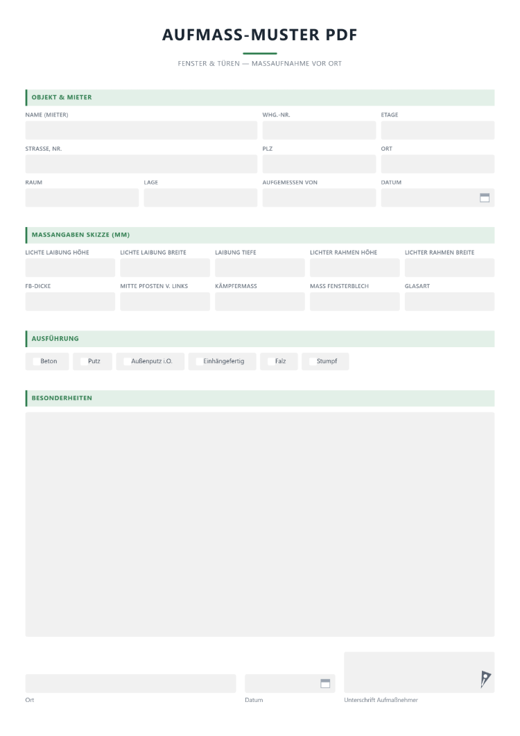 Aufmaß-Muster als PDF