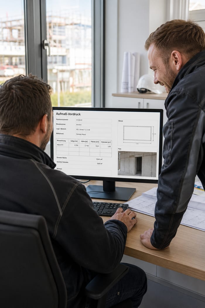 Digitalisierung des Aufmaß-Vordrucks