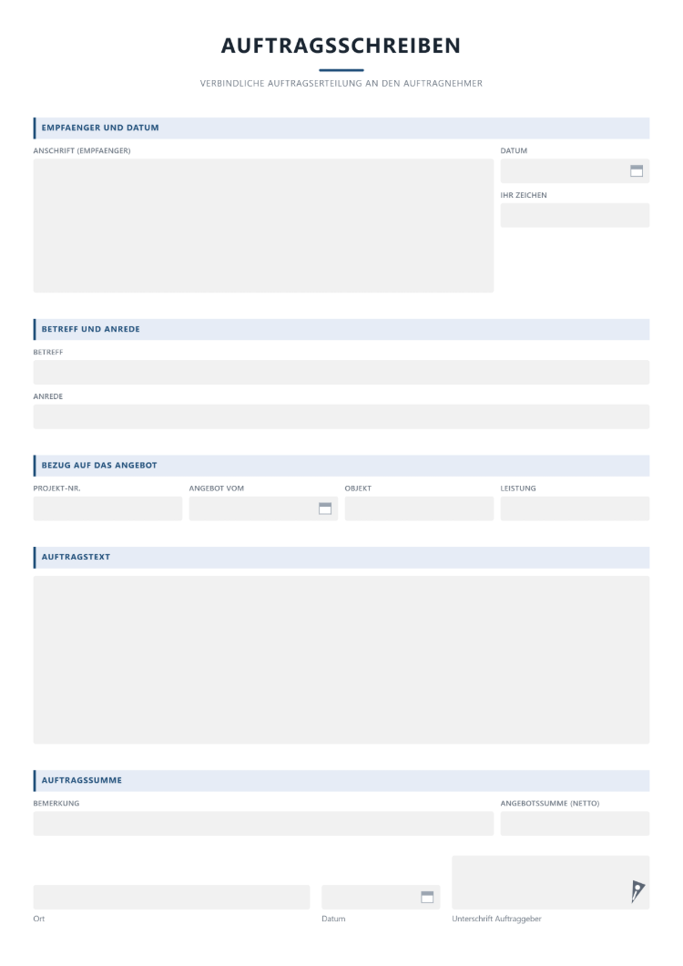 Auftrag Musterbrief