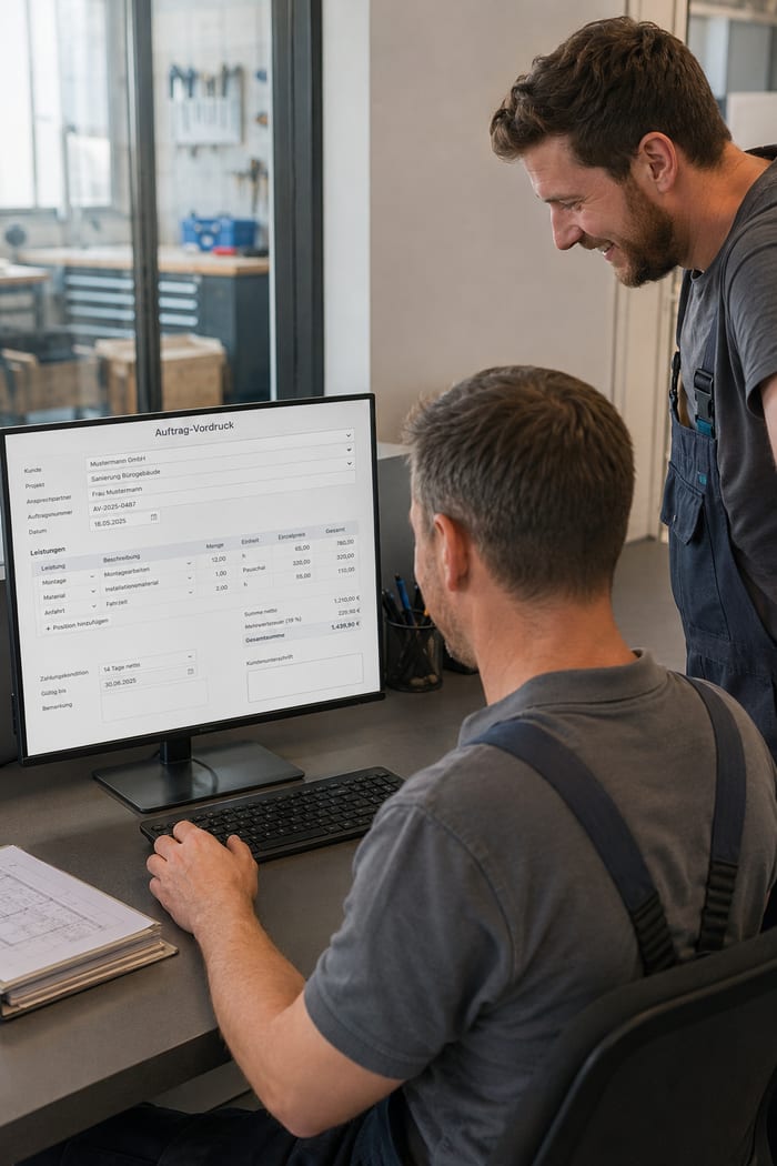 Digitalisierung des Auftrags-Vordrucks