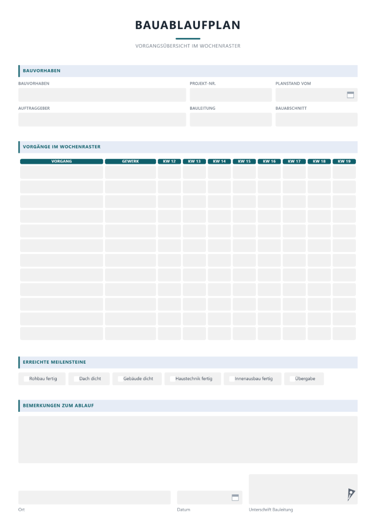 Bauablaufplan Muster