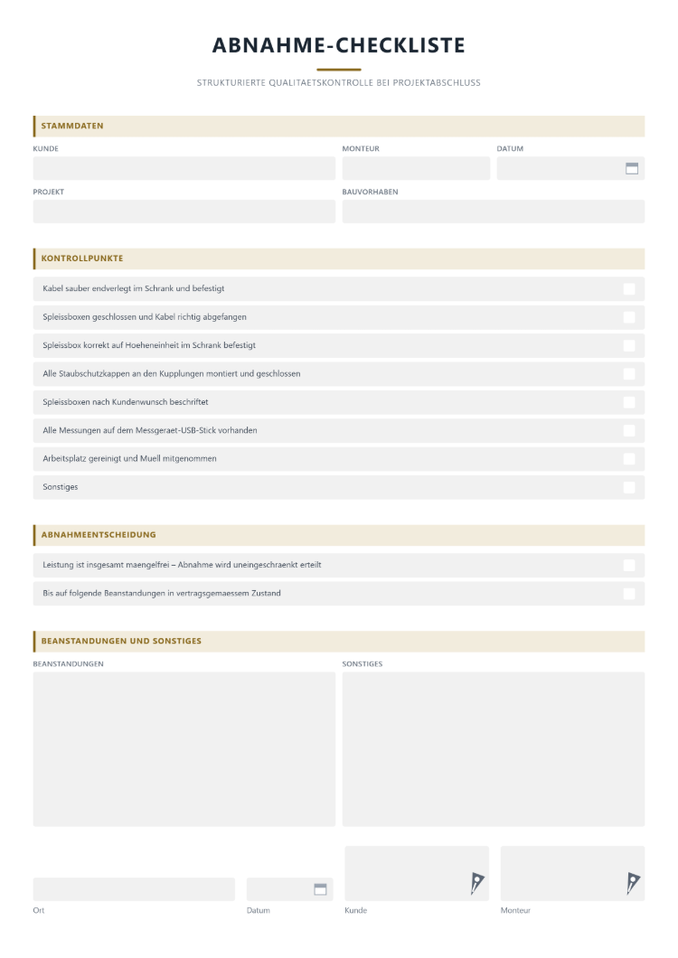 Bauabnahme Checkliste