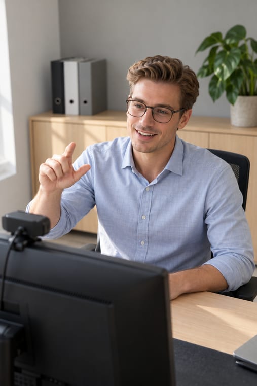 Formilo-Berater erklärt im Online-Meeting, wie das Bautagebuch Elektro für den Elektrobetrieb entsteht