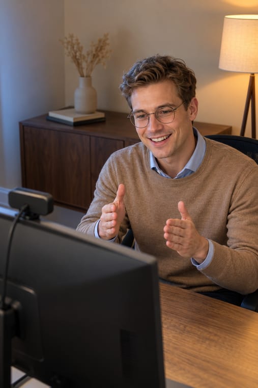 Formilo-Berater erklärt im Online-Meeting, wie die Bautagesbericht-Vorlage für Ihr Gewerk entsteht