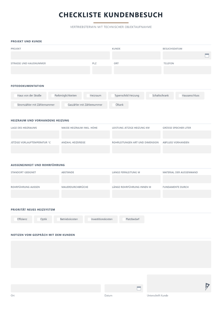 Checkliste für den Kundenbesuch