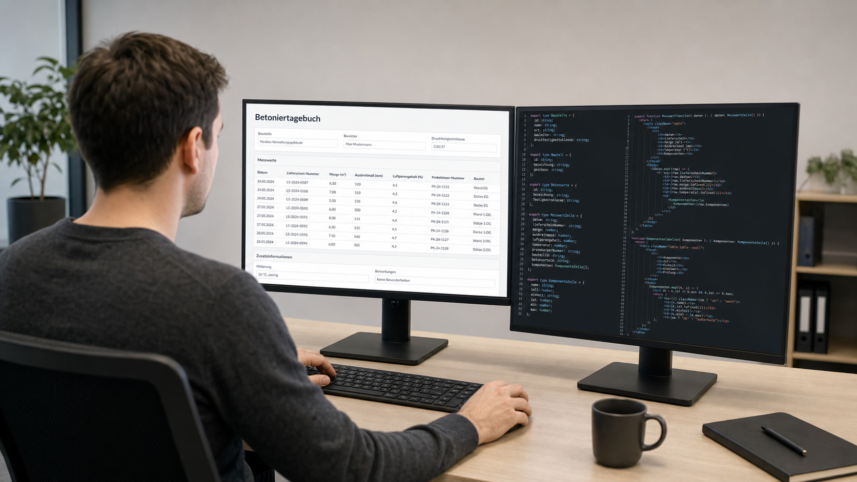 Betoniertagebuch mit Formilo programmieren lassen