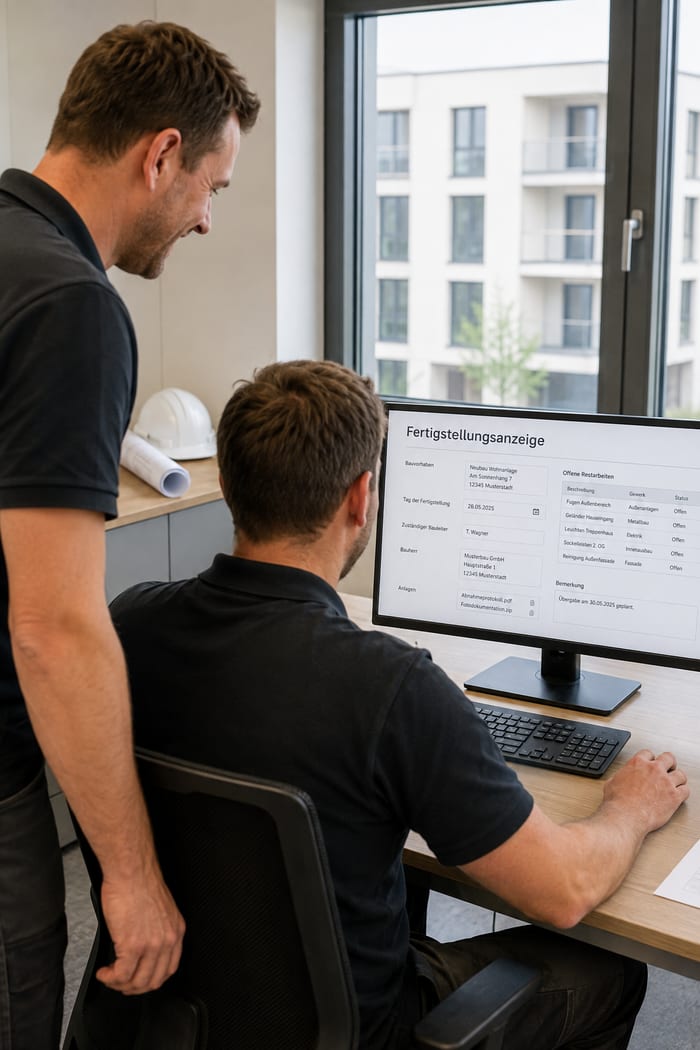 Digitalisierung der Fertigstellungsanzeige