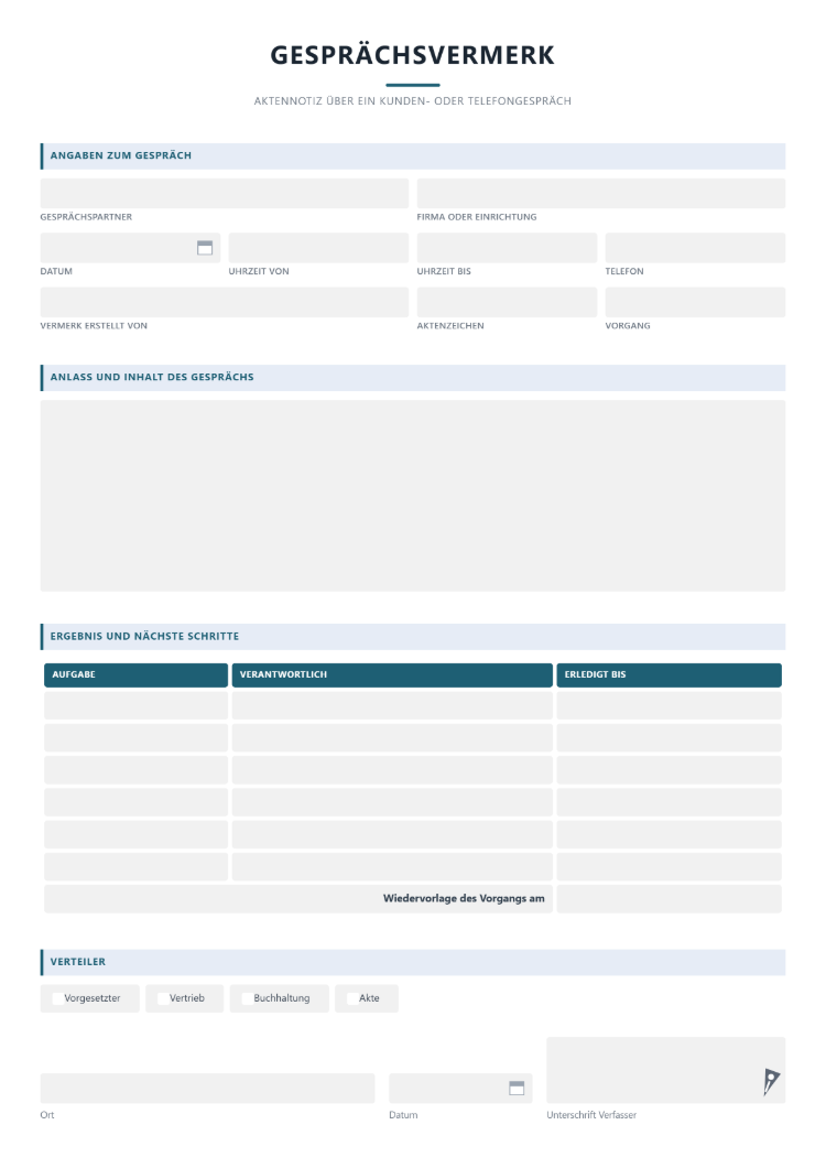Gesprächsvermerk Muster