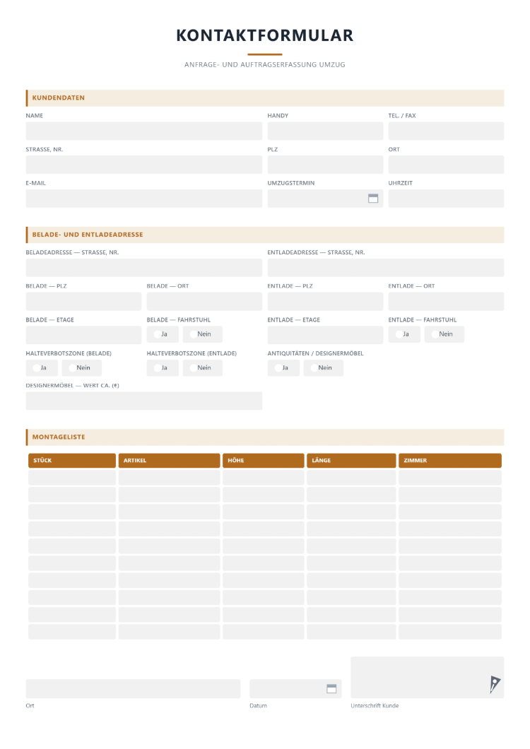 Kontaktformular als PDF