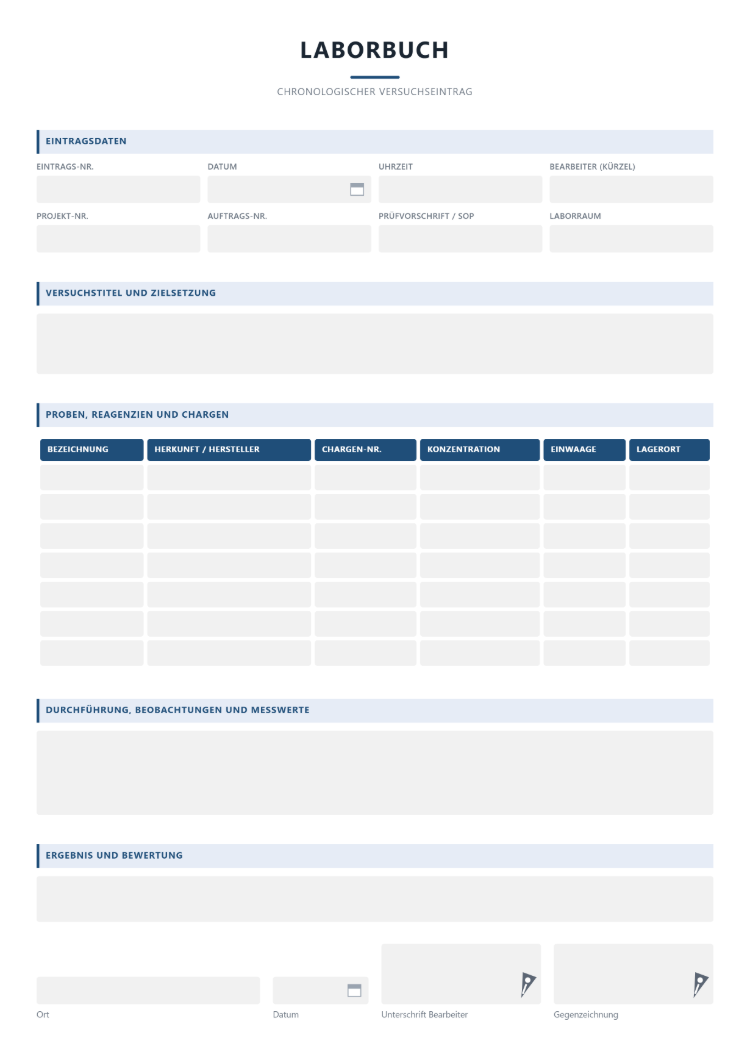 Laborbuch Vorlage