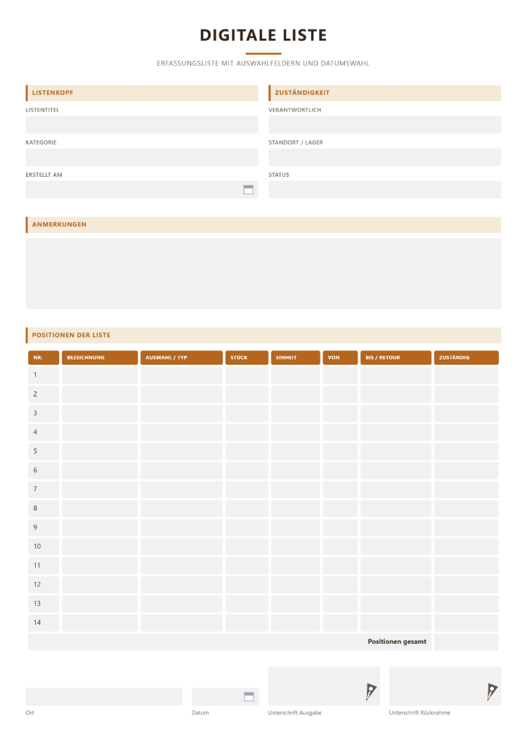 Digitale Liste