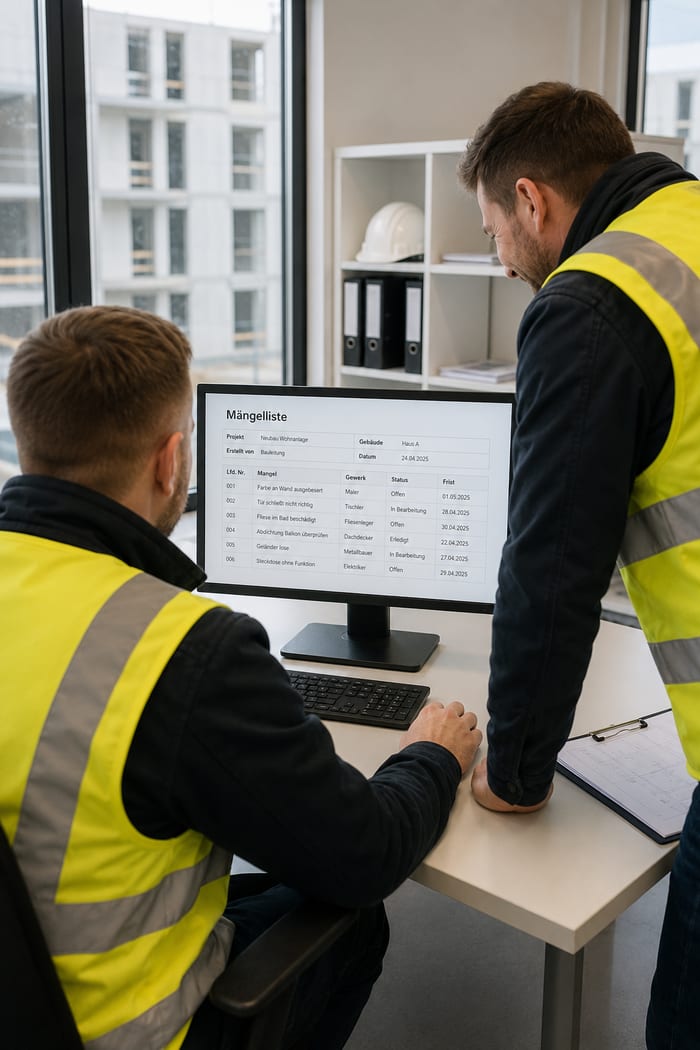 Digitalisierung der Mängelliste