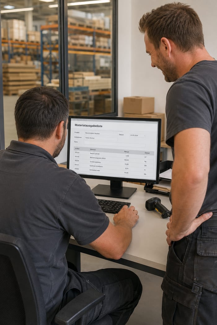 Digitalisierung der Materialausgabeliste