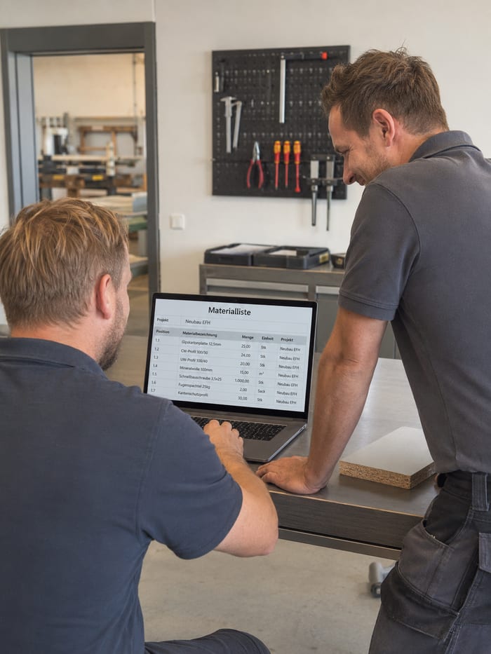 Digitalisierung der Materialliste