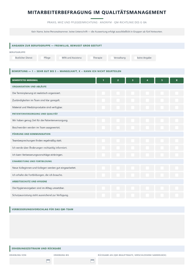 QM-Mitarbeiterbefragung für die Arztpraxis