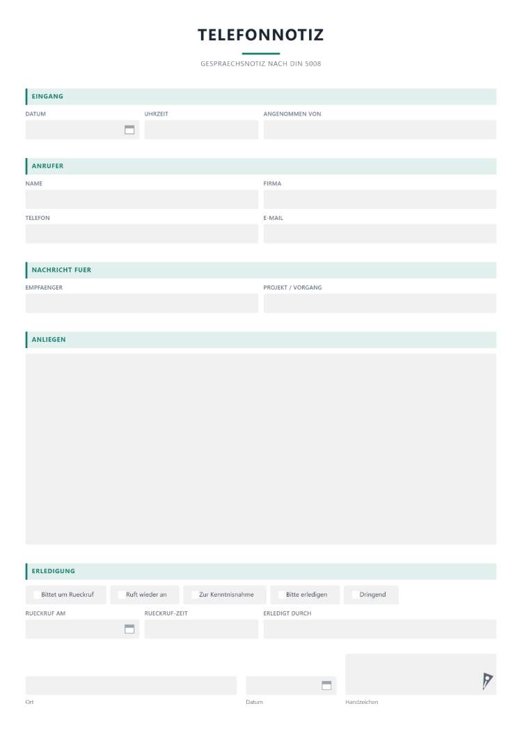 Telefonnotiz Vordruck