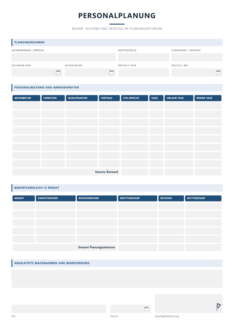 Personalplanung Vorlage