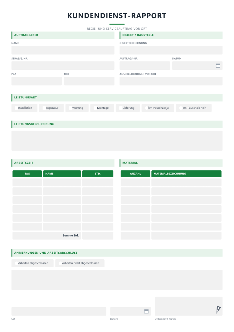Rapport für das Handwerk