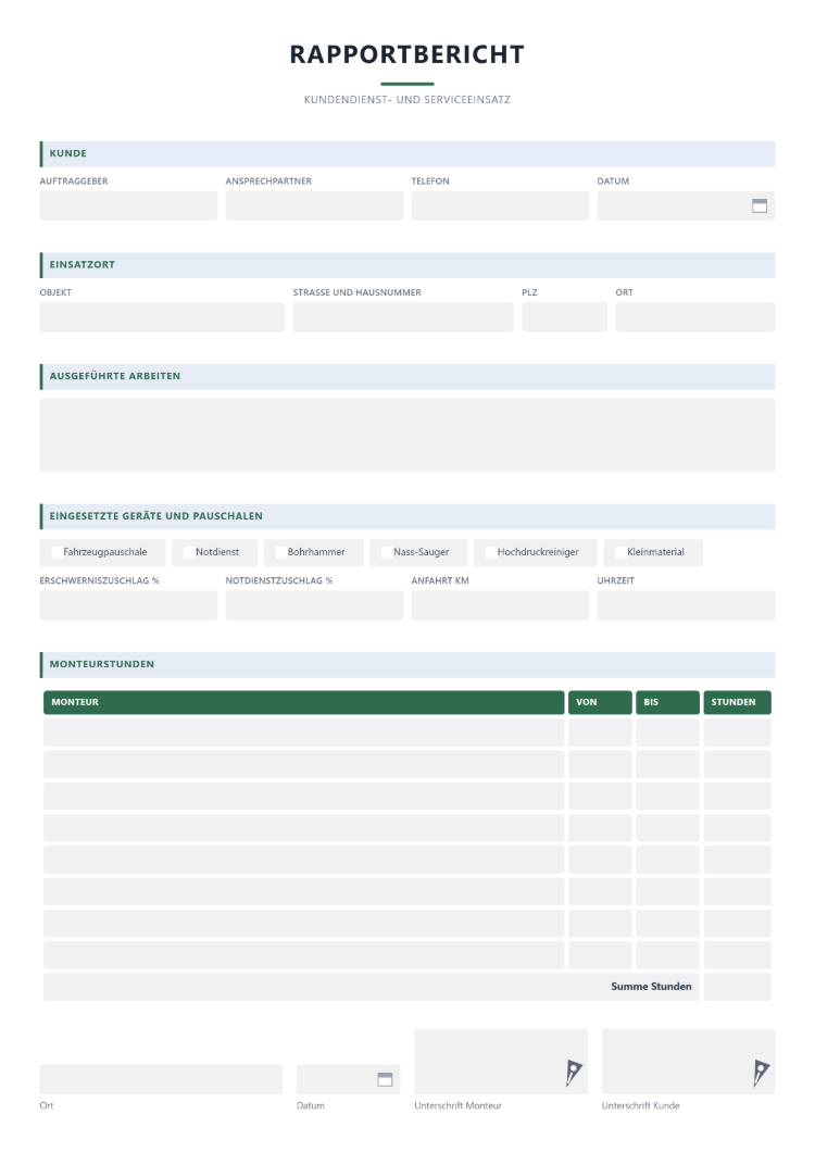 Rapportbericht für das Handwerk