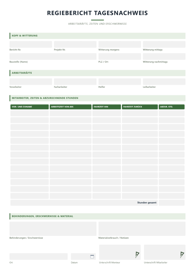 Regiearbeiten für das Handwerk