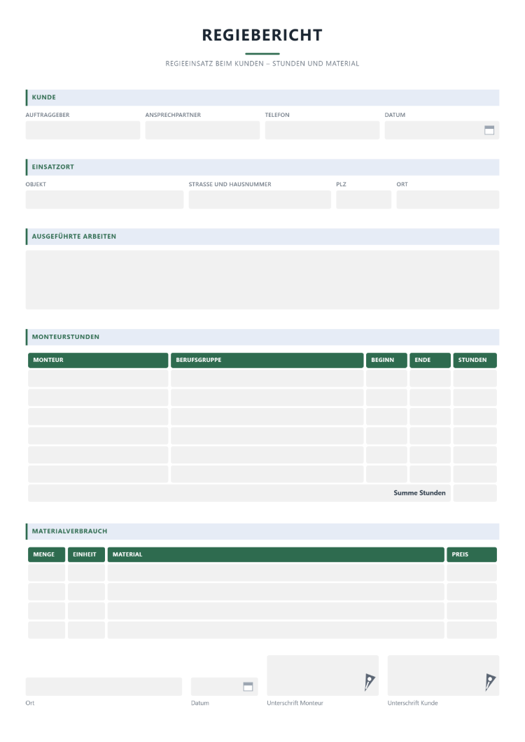 Regieblock für das Handwerk