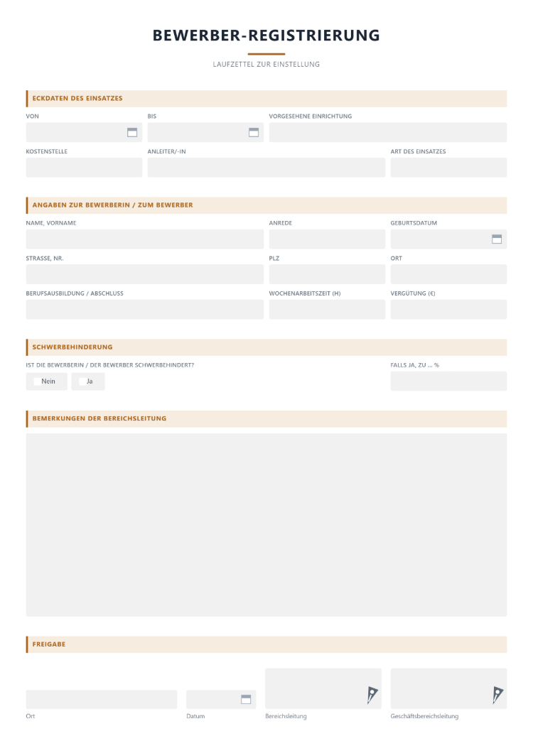 Bewerber-Registrierung