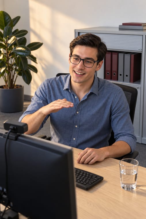 Formilo-Berater erklärt im Online-Meeting, wie die Report-Vorlage entsteht